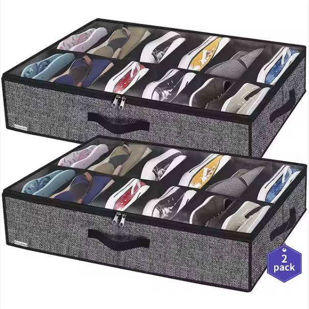 Underbed Storage with Clear Window Breathable Under Bed Shoe Storage Organizer