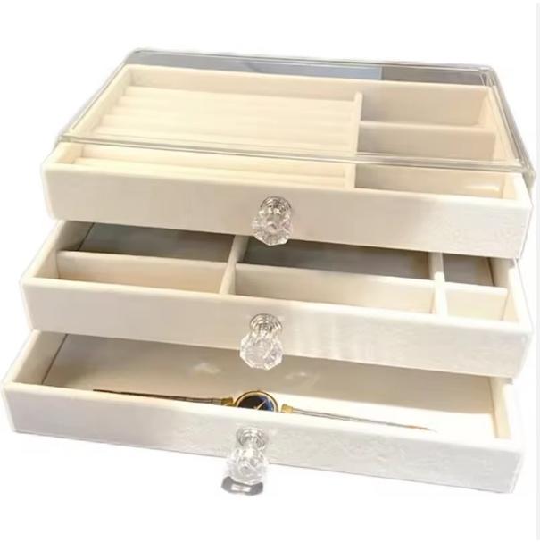 Acrylic dust-proof stackable drawer jewelry storage organizer earrings display holder