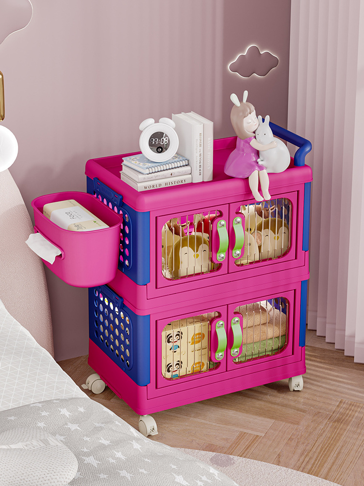 Polychrome wheels toys organizer kids storage boxes organization plastic home appliance closet storage with basket