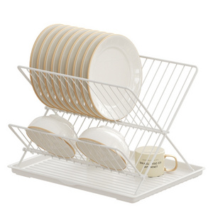 X-shaped Folding Dish Pan Draining Drain Holder Rack with Tray Bowl Sink Rack Kitchen Shelf Plate Storage Holder