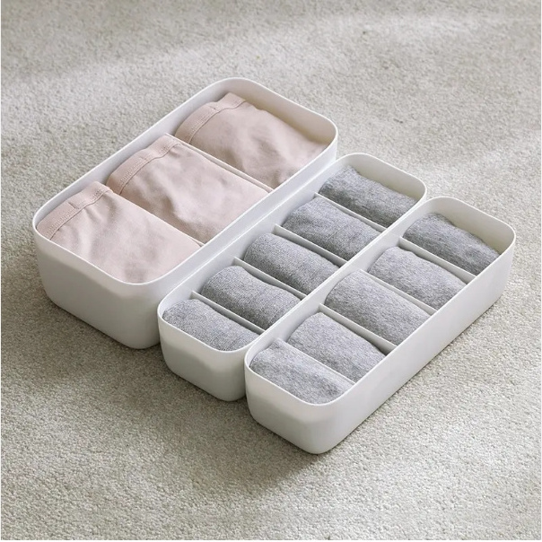 Compartment Socks Storage Box Plastic Underwear Storage Box Finishing Box Superimposed Storage for Clothessmall Drawer