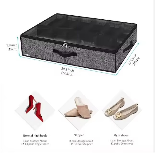 Underbed Storage with Clear Window Breathable Under Bed Shoe Storage Organizer