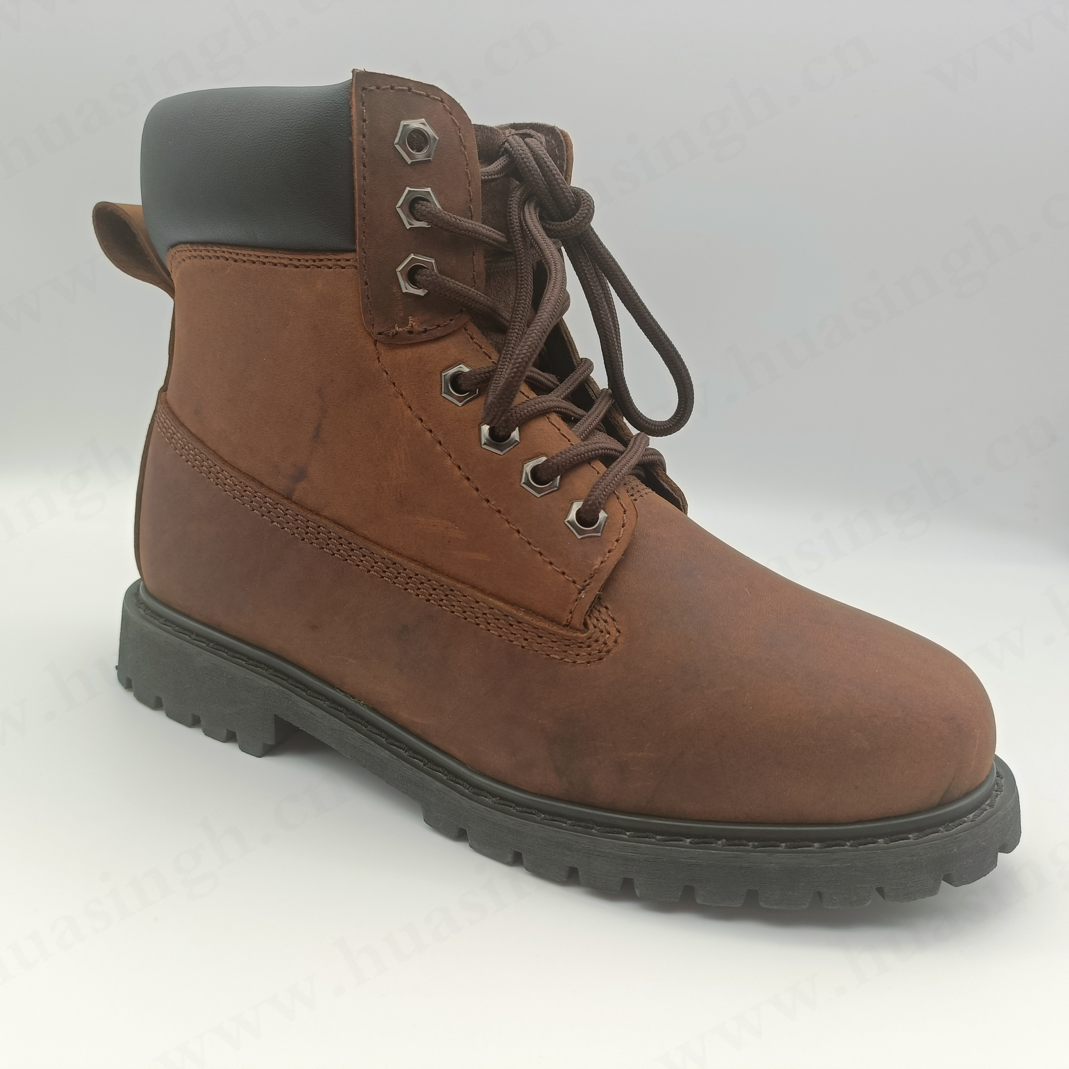 WCY,lumberjack steel toe insert anti-dirty brown crazy horse leather safety boots anti-puncture rubber outsole work boots HSB287