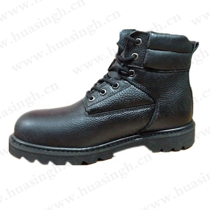 ZH,high quality nappa leather oil resistant black S3 safety shoes anti-acid strong Goodyear rubber outsole safety boots HSB141