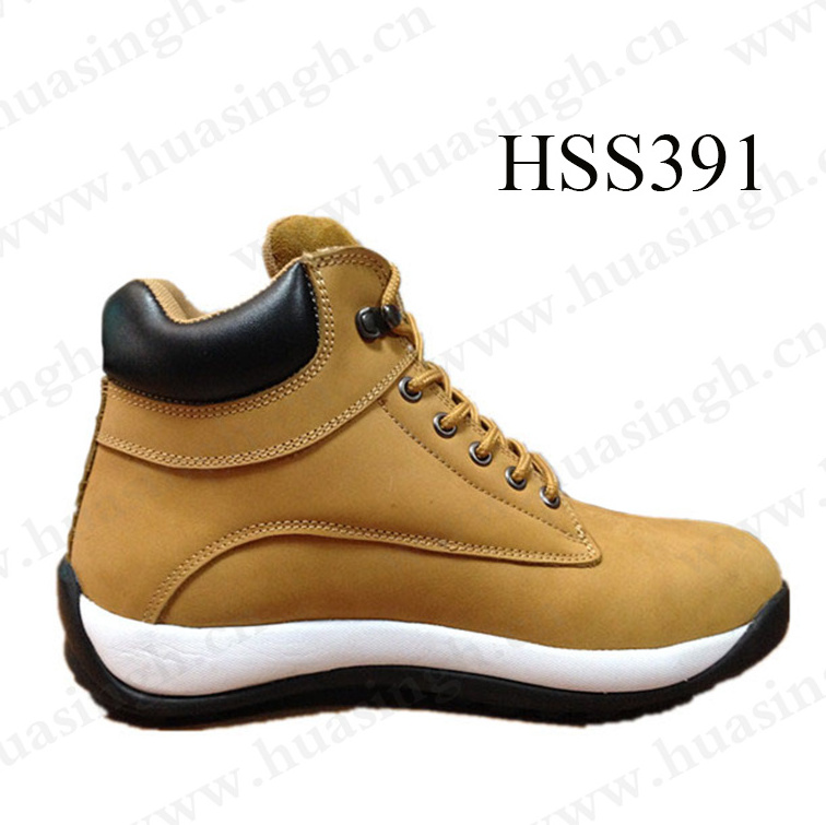 LXG,honey color round toe middle-cut anti-hit safety boots nice quality nubuck leather upper men hiking boots for sale HSS391