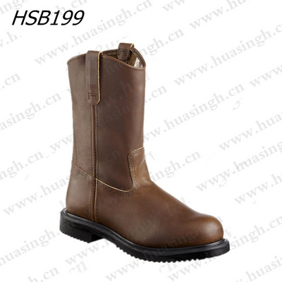 ZH, high level 9 inch red brown crazy horse leather work boots mining line anti-hit safety boots HSB199