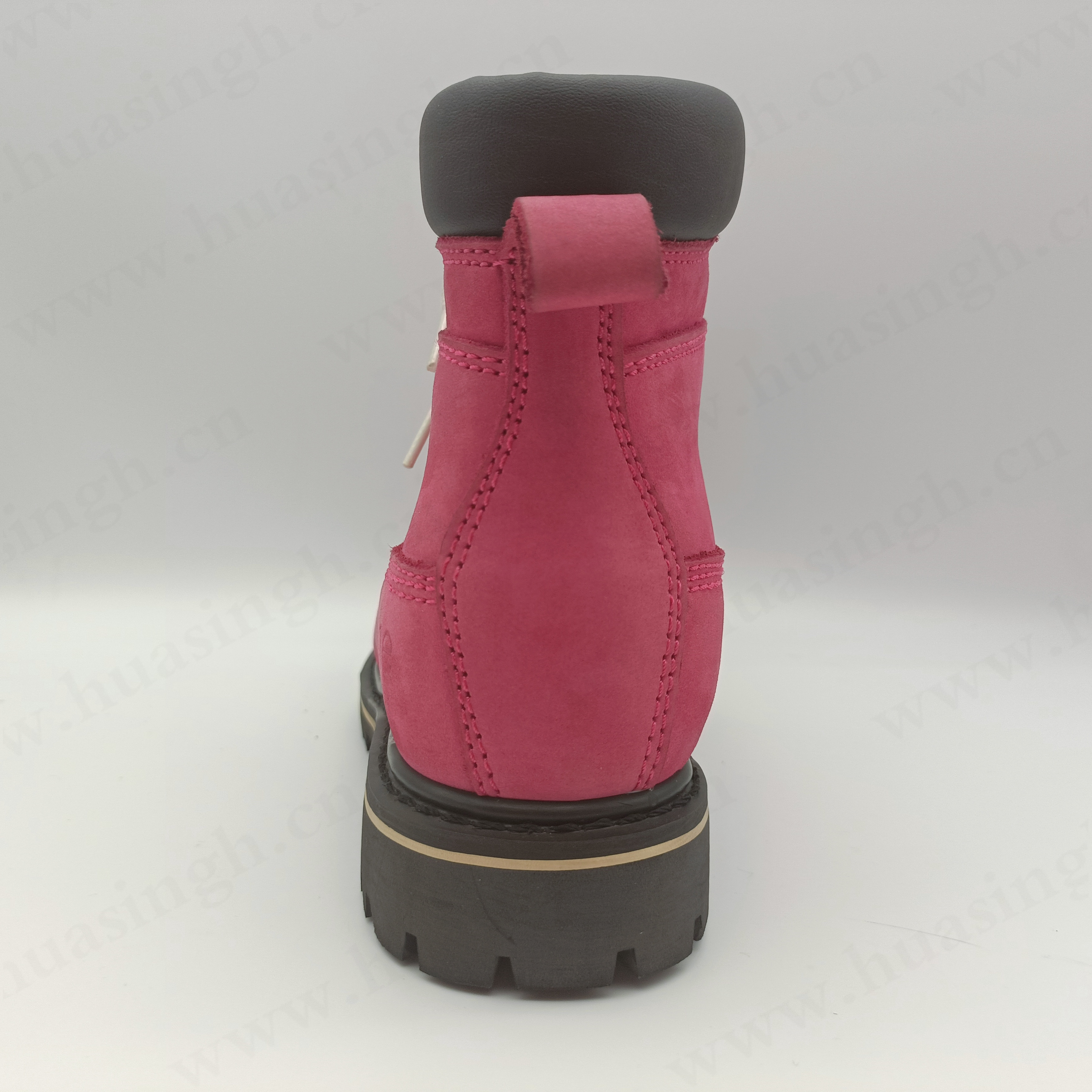 LXG,fashion pink color with steel toe anti-puncture safety boots middle-cut lace up style women work boots HSB288