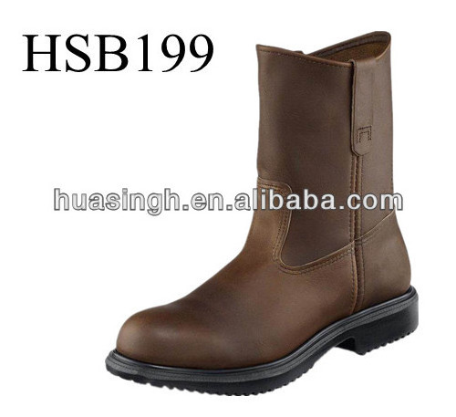 ZH, high level 9 inch red brown crazy horse leather work boots mining line anti-hit safety boots HSB199