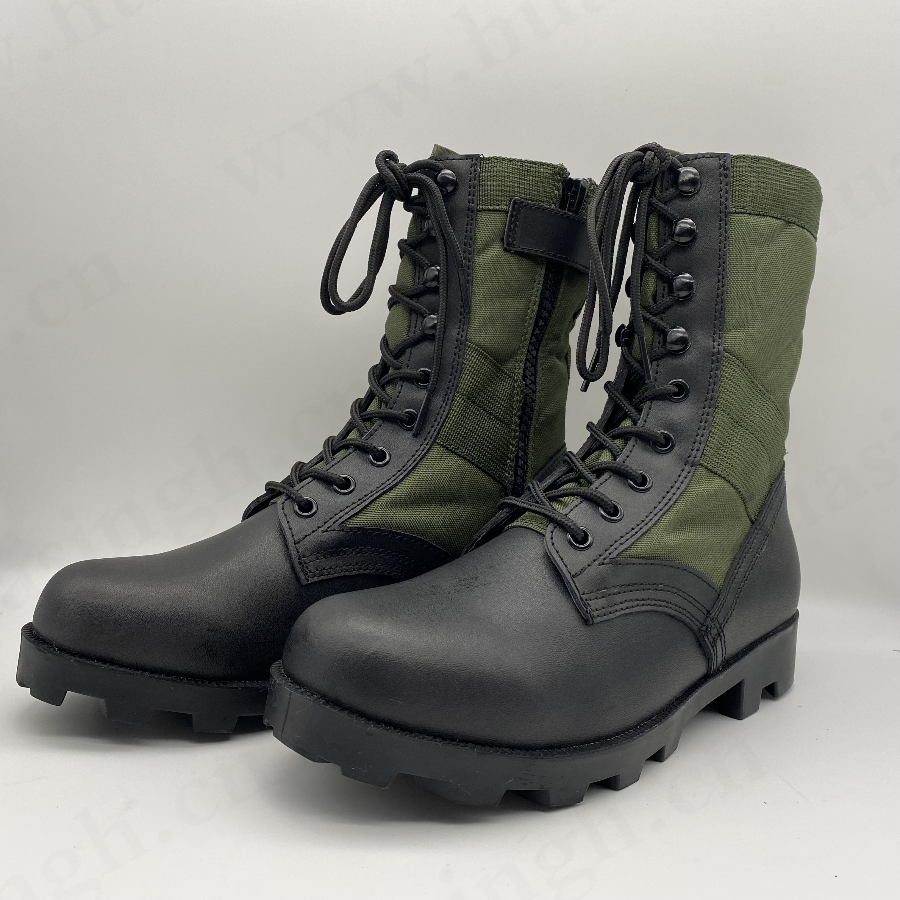 LLJ,8 inch outdoor training hunting boots anti-acid rubber outsole green jungle boots HSM106