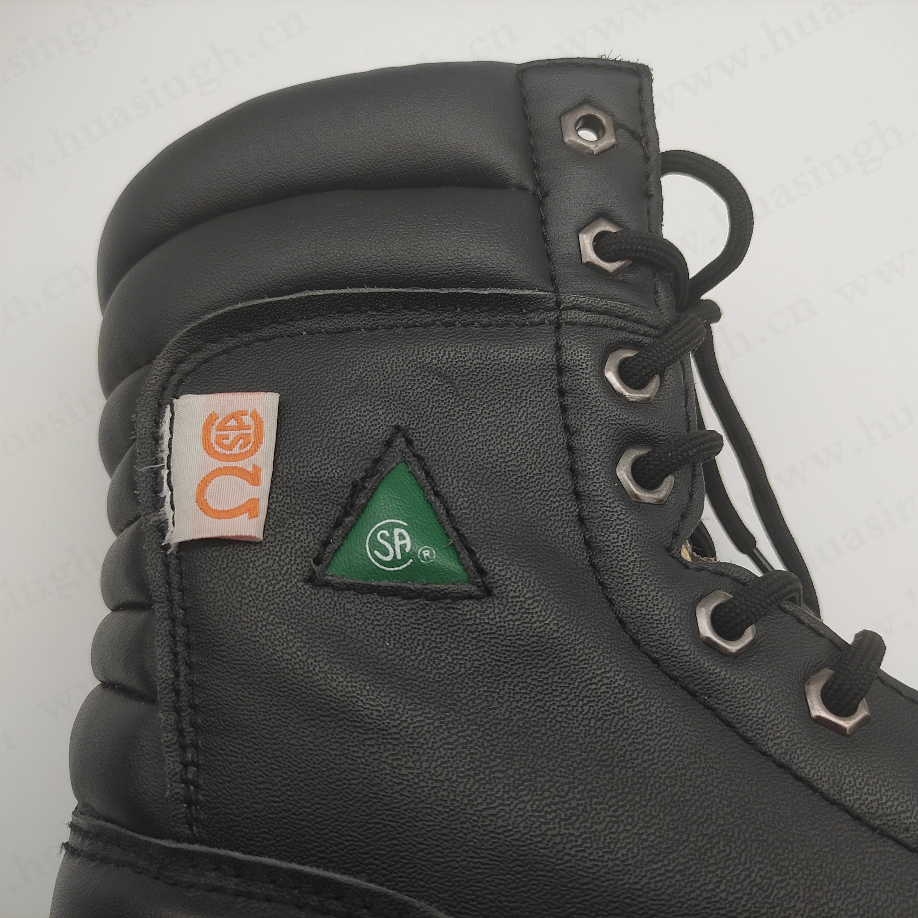 ZH,strong Goodyear rubber sole winter loggers safety boots natural cow leather ESD puncture proof plush work boots HSB226