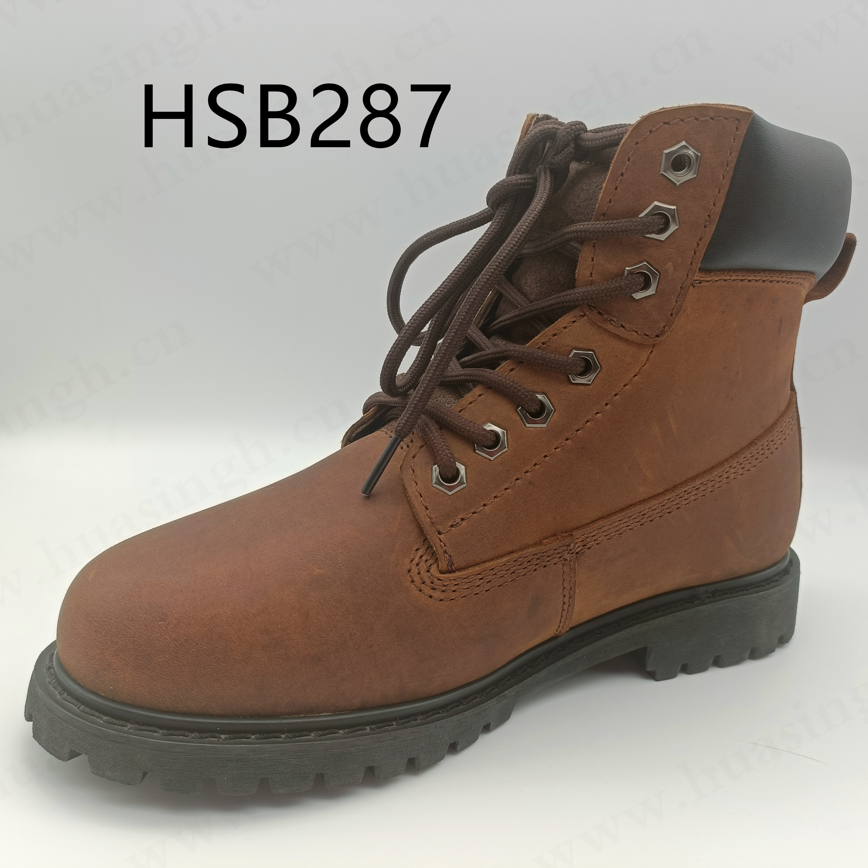 WCY,lumberjack steel toe insert anti-dirty brown crazy horse leather safety boots anti-puncture rubber outsole work boots HSB287