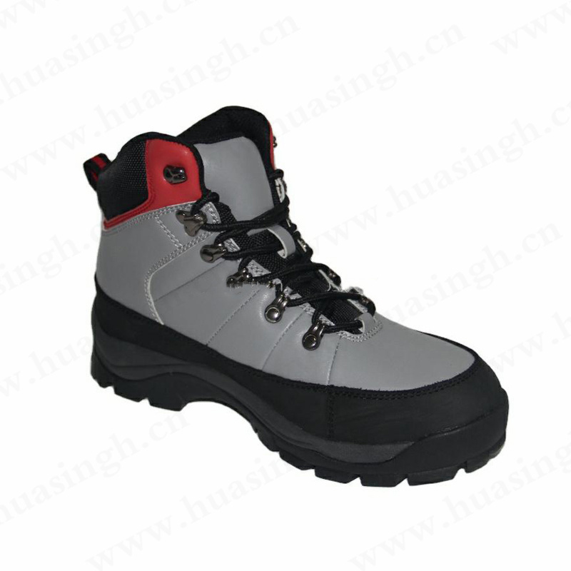 LXG,middle-cut full waterproof leather steel toe insert outdoor hiking boots grey color anti-puncture sport safety boots HSS379