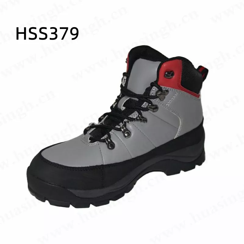 LXG,middle-cut full waterproof leather steel toe insert outdoor hiking boots grey color anti-puncture sport safety boots HSS379