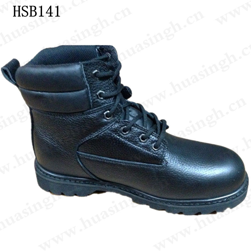 ZH,high quality nappa leather oil resistant black S3 safety shoes anti-acid strong Goodyear rubber outsole safety boots HSB141