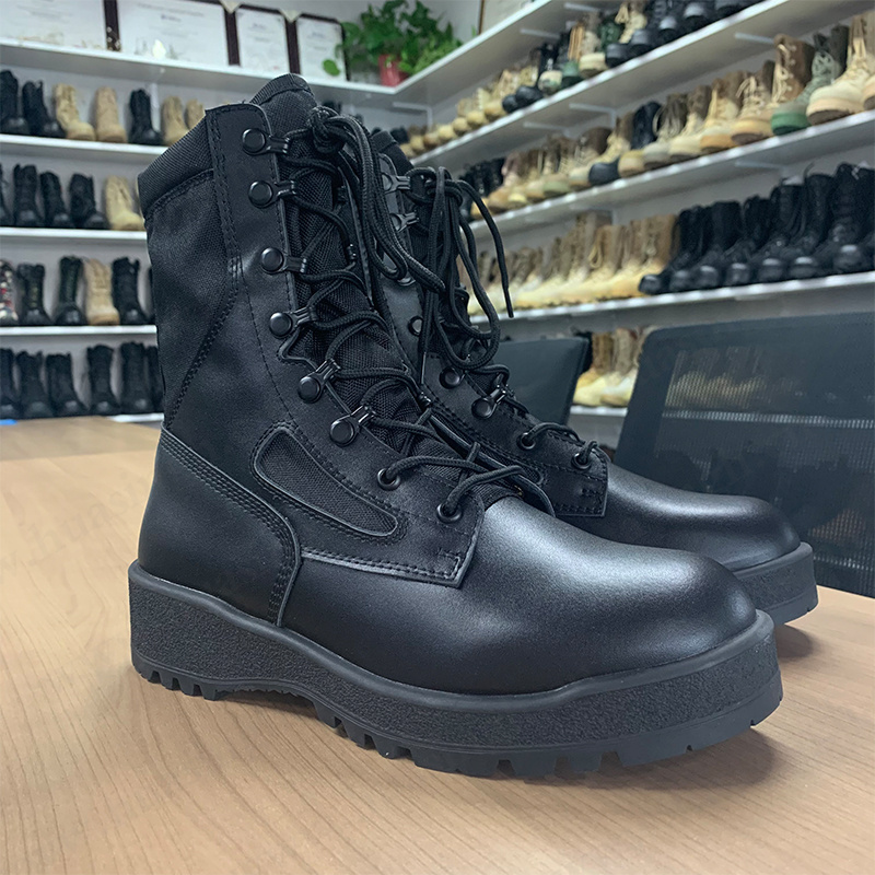 ZH,natural cow leather+nylon fabric upper combat boots tactical gear anti-shock rubber sole fighting tactical boots HSM131