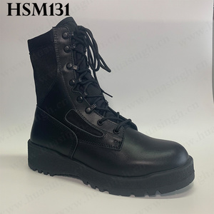 ZH,natural cow leather+nylon fabric upper combat boots tactical gear anti-shock rubber sole fighting tactical boots HSM131