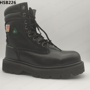 ZH,strong Goodyear rubber sole winter loggers safety boots natural cow leather ESD puncture proof plush work boots HSB226