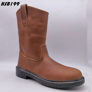 CMH,high cut crazy horse leather upper safety boots for men mining worker brown work shoes with steel plate HSB199