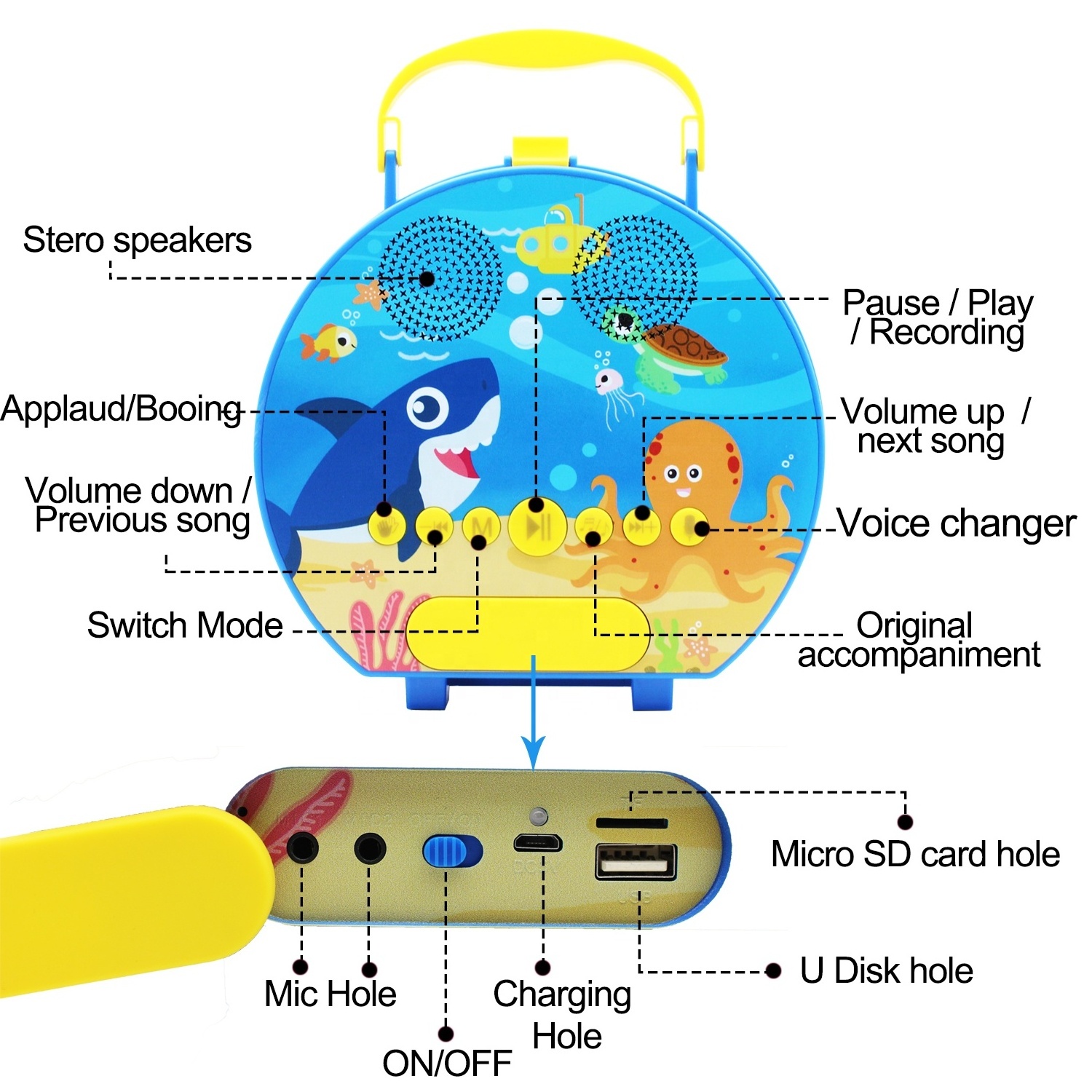 Mini Child's Players Cassette Portable kid music Boy Girls Toys Karaoke Set Mic Cd Machine Microphone Kids Karaoke toddler