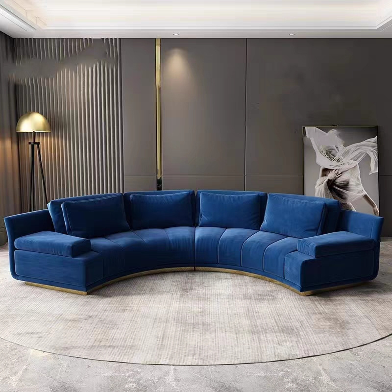 Modern Luxury C Shape Recliner Upholstered 5 Star Hotel Lobby Velvet Sectional Sofa Living Room Set Furniture Sofas