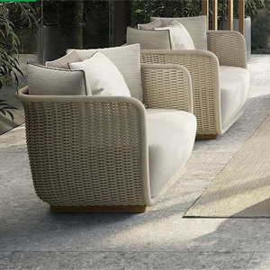 Hilton Hotel Furniture Manufacturer Outdoor Furniture Sets With Fire Pit Table Modern Rattan Sofa Waterproof Sectional Sofa Set