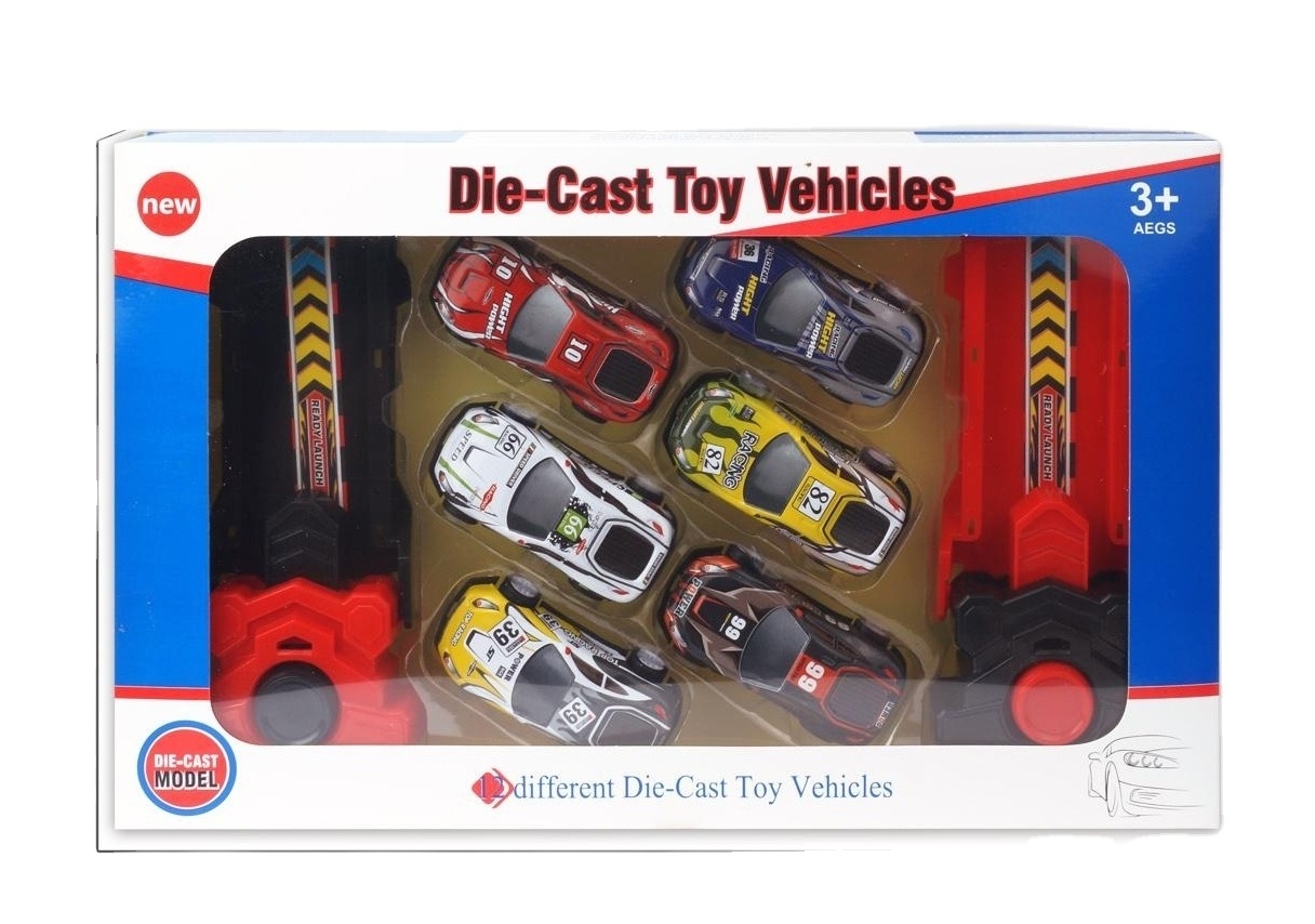 Cross border children's dual catapult sliding light alloy rebound police car 6 interactive toy sets