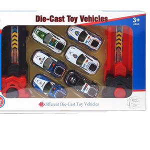 Cross border children's dual catapult sliding light alloy rebound police car 6 interactive toy sets