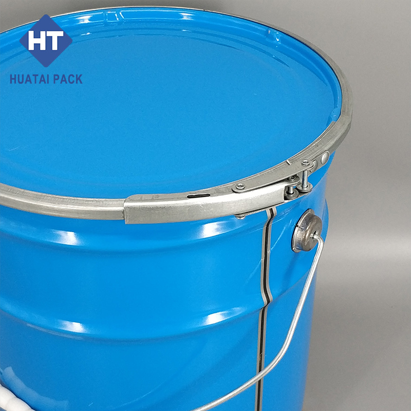 Printed 5 gallon Metal paint pail, Chemical 20 liters Metal Buckets, UN approved 20ltr steel bucket with lock ring lid