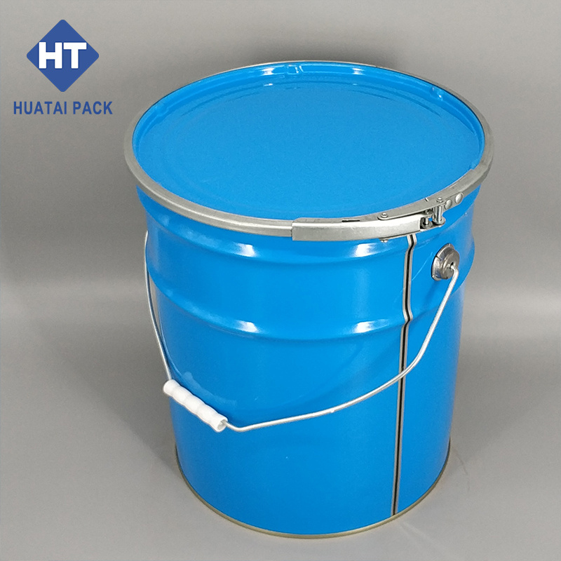 Printed 5 gallon Metal paint pail, Chemical 20 liters Metal Buckets, UN approved 20ltr steel bucket with lock ring lid