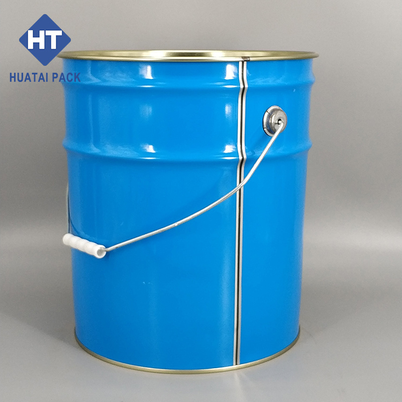 Printed 5 gallon Metal paint pail, Chemical 20 liters Metal Buckets, UN approved 20ltr steel bucket with lock ring lid