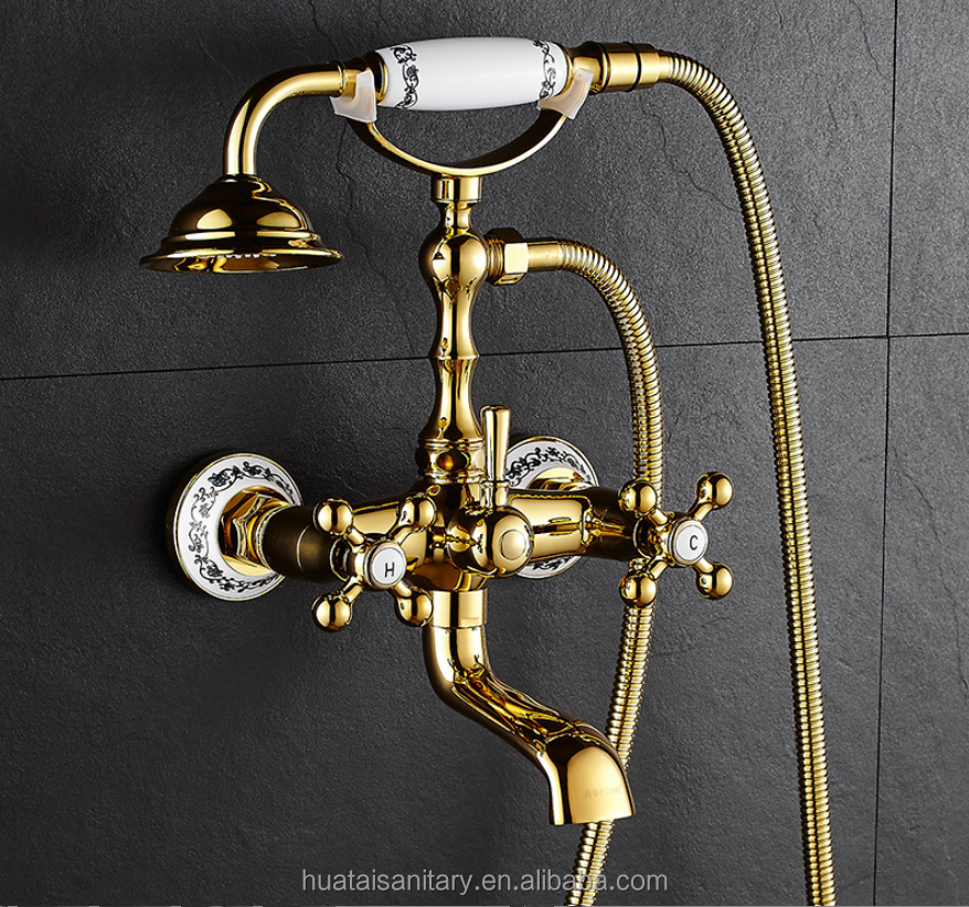 wall mount hot and cold bathroom rain brass antique black chrome bathtub tap mixers sets bath shower faucets