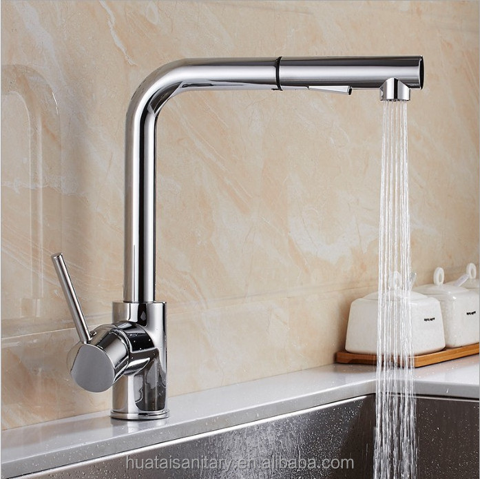 CUPC commercial modern high brushed brass spray sprayer tap sink mixer pull down pull out kitchen faucet