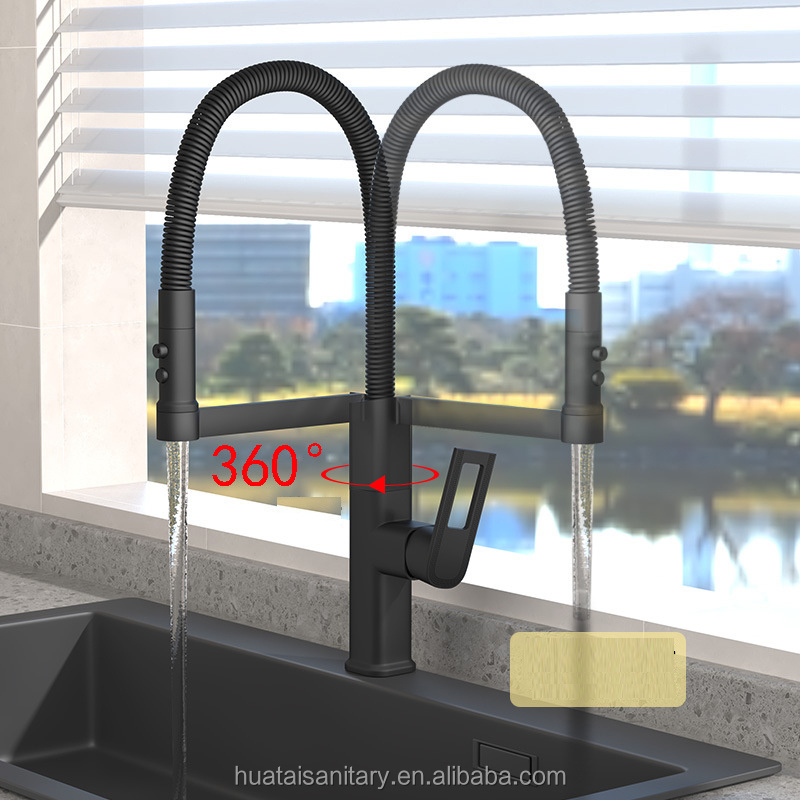 modern high end pull down sprayer spray hose sink tap pull out black matte kitchen mixer faucet