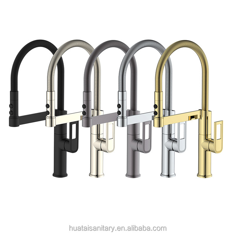 modern high end pull down sprayer spray hose sink tap pull out black matte kitchen mixer faucet