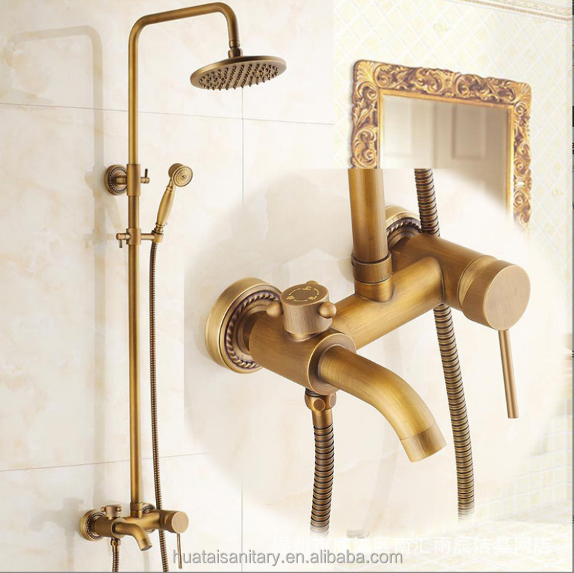 wall mounted bath room luxury shower column black rain faucet bathroom mixer bath tap gold shower set