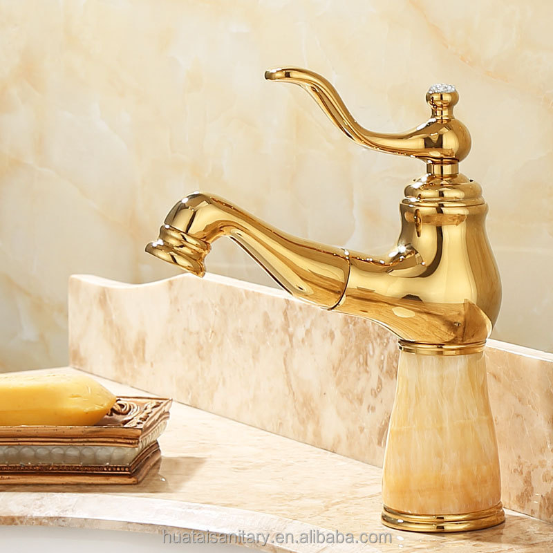 swan bathroom mixer tap marble jade luxury special design brass gold basin faucet golden