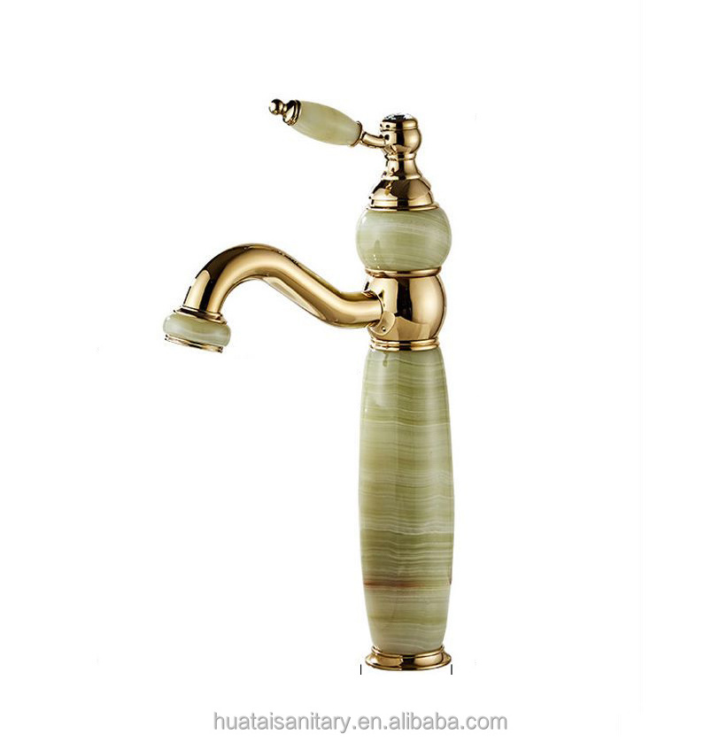 swan bathroom mixer tap marble jade luxury special design brass gold basin faucet golden