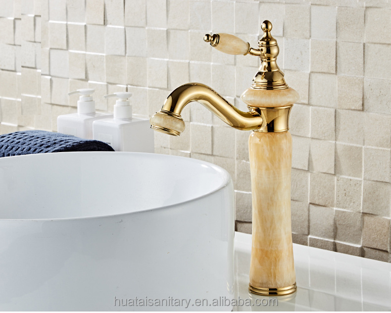 swan bathroom mixer tap marble jade luxury special design brass gold basin faucet golden