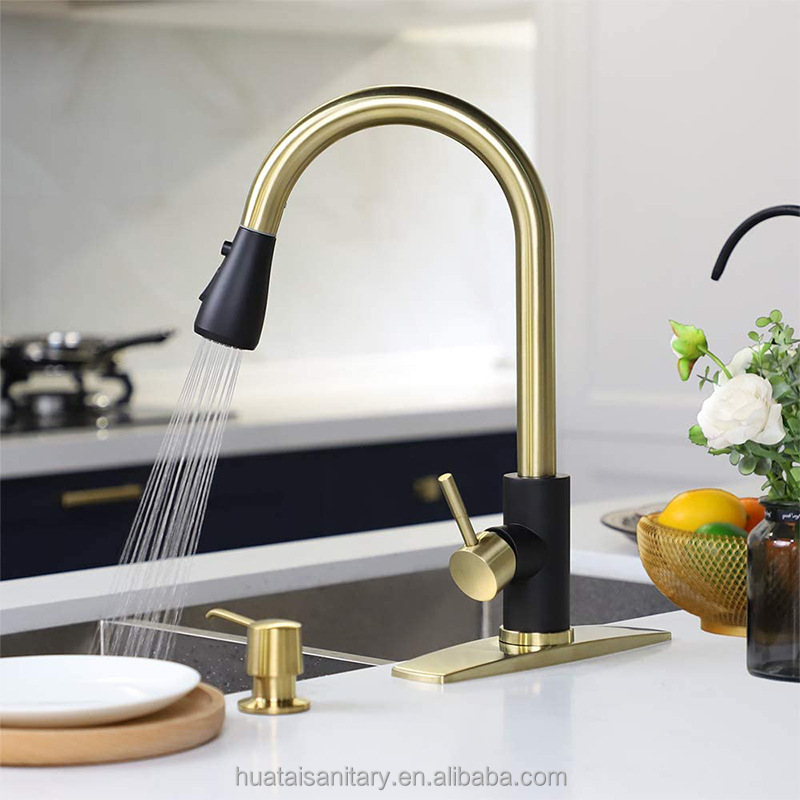 water filter industrial gourmet pull down pull out chrome 304 steel stainless black kitchen mixer faucet