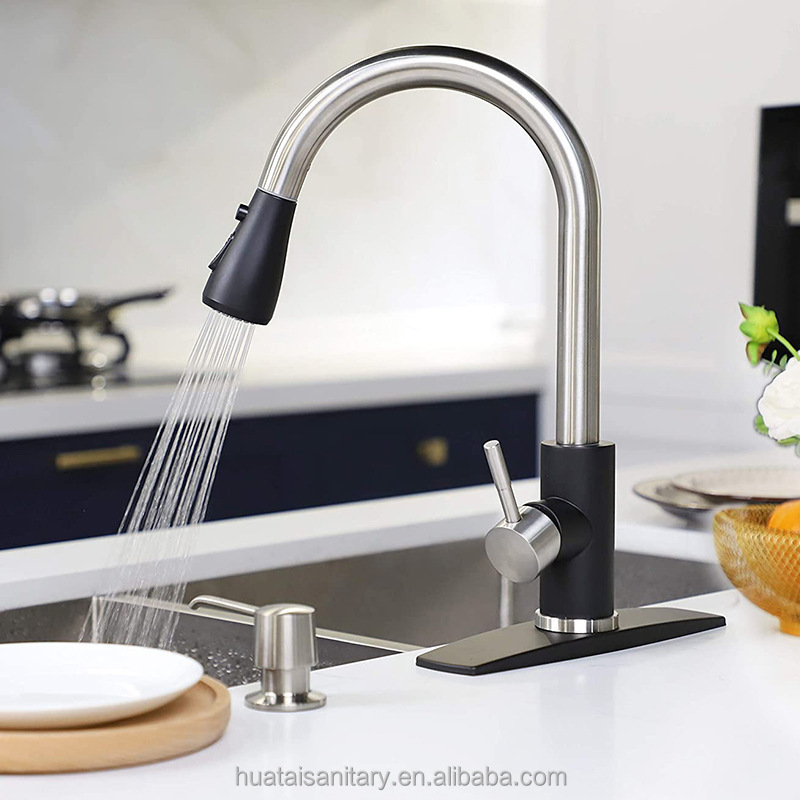 water filter industrial gourmet pull down pull out chrome 304 steel stainless black kitchen mixer faucet