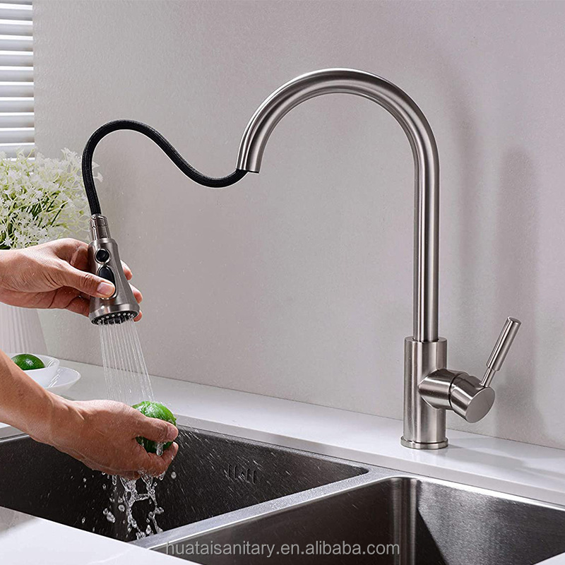 premium bathroom adjustable flexible tap with sprayer spray head spout sink pullout pull-out pull out down kitchen faucet