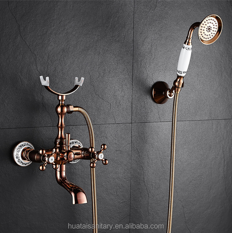 wall mount hot and cold bathroom rain brass antique black chrome bathtub tap mixers sets bath shower faucets