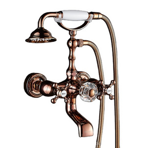 wall mount hot and cold bathroom rain brass antique black chrome bathtub tap mixers sets bath shower faucets