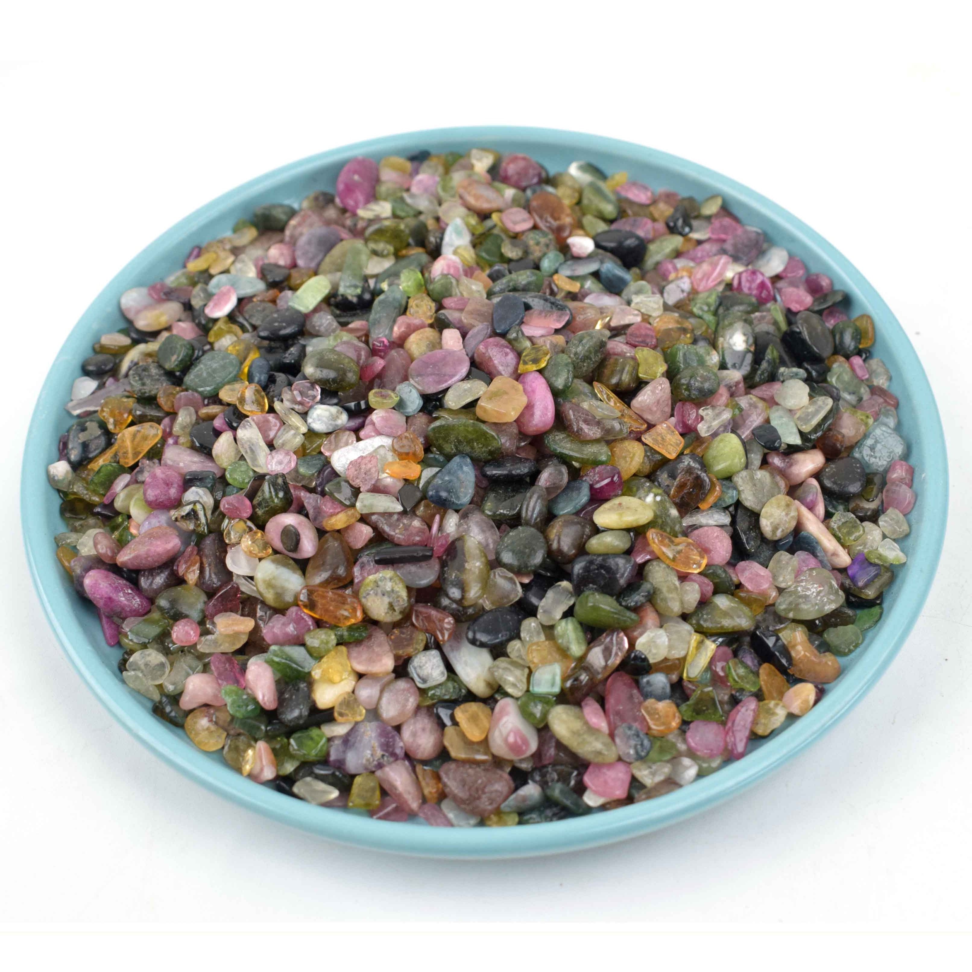 Wholesale Nature Rainbow Tourmaline Chips Tumbled Stones Polished Crystal For Decoration