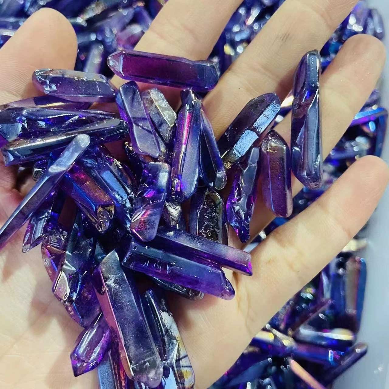 Wholesale Natural Crystal Healing Clear Quartz Point Purple Angel Aura Rough Polished For Decoration