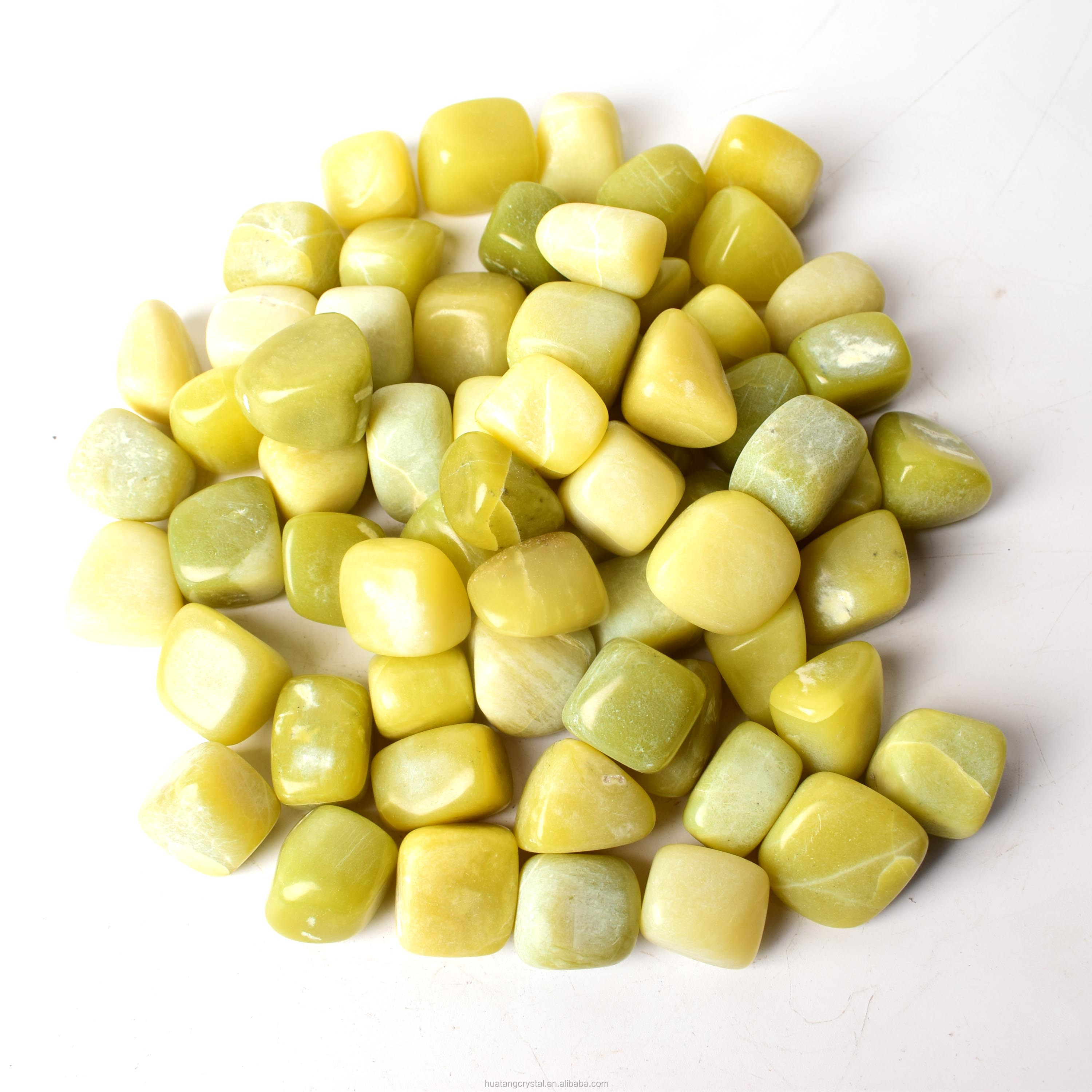 Wholesale Natural Crystal Polished Lemon jade Gravel Tumble Stone For Healing