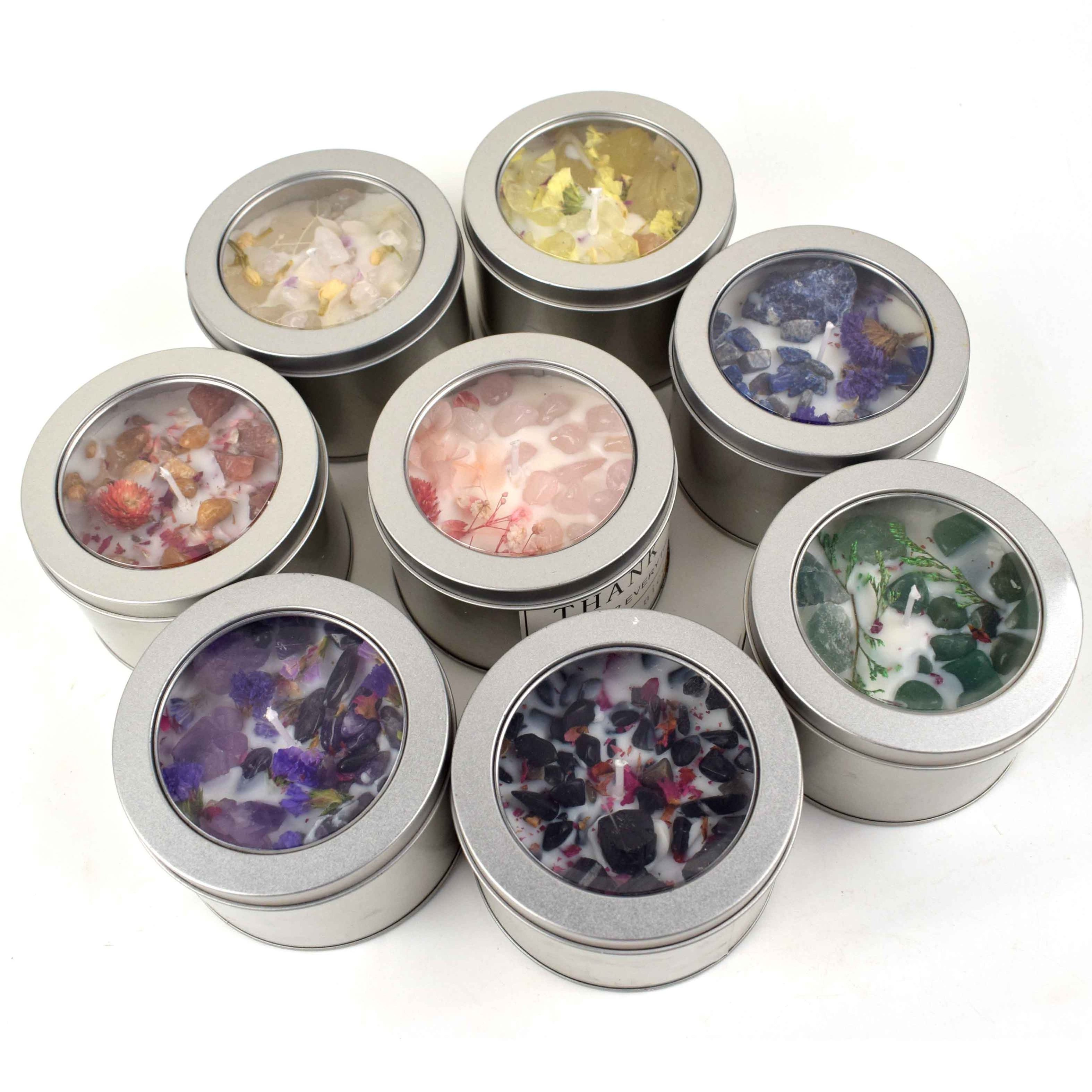 Wholesale Aromatherapy Candles Scented Candel Box Crystal Candle Holders For Healing