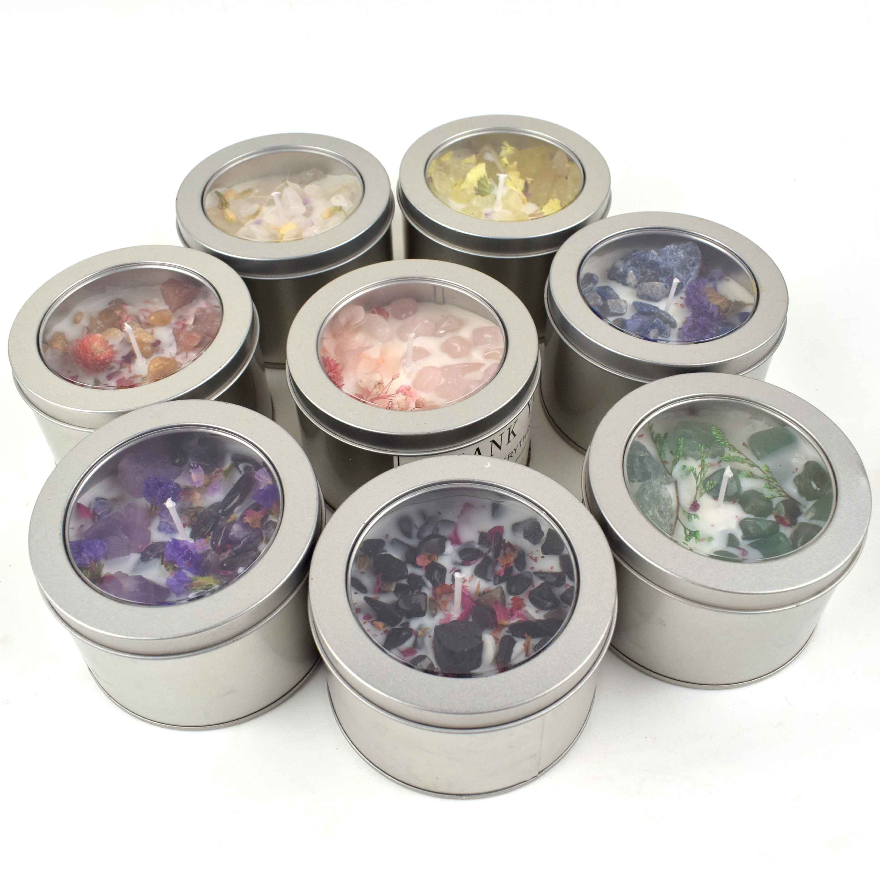 Wholesale Aromatherapy Candles Scented Candel Box Crystal Candle Holders For Healing