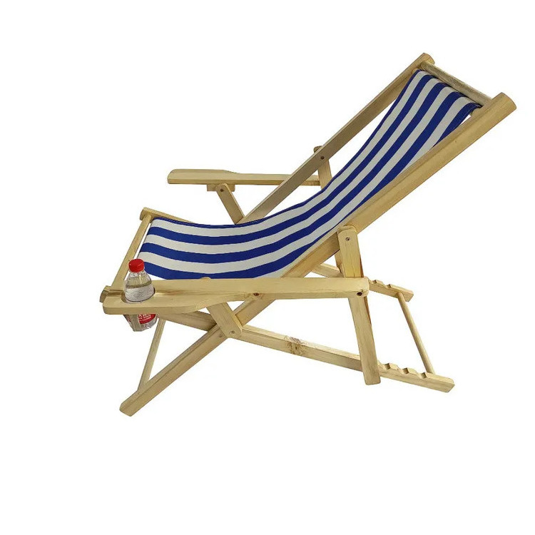 Summer Beach Folding Chaise Lounge Chair Sturdy  Stable Poplar Frame Pool Lounge Chair