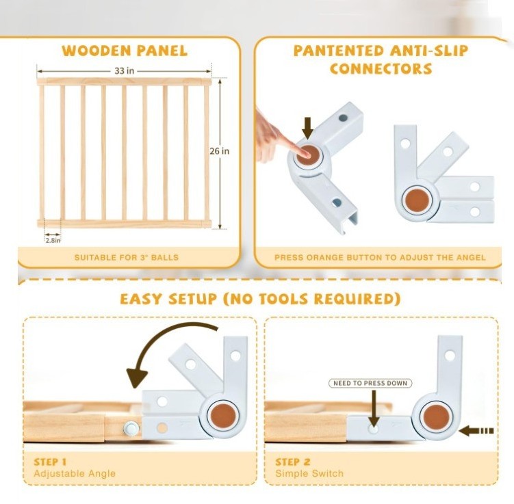 multipurpose baby playpen foldable for Toddlers Expandable Wooden Play Fence, Large Wood Playpen Safety Playard for Indoor